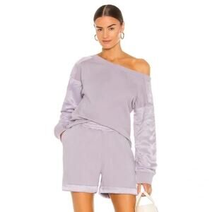 RtA Alessia Off-Shoulder Pullover Sweatshirt Dusk‎ Mauve Size XXS Revolve Casual